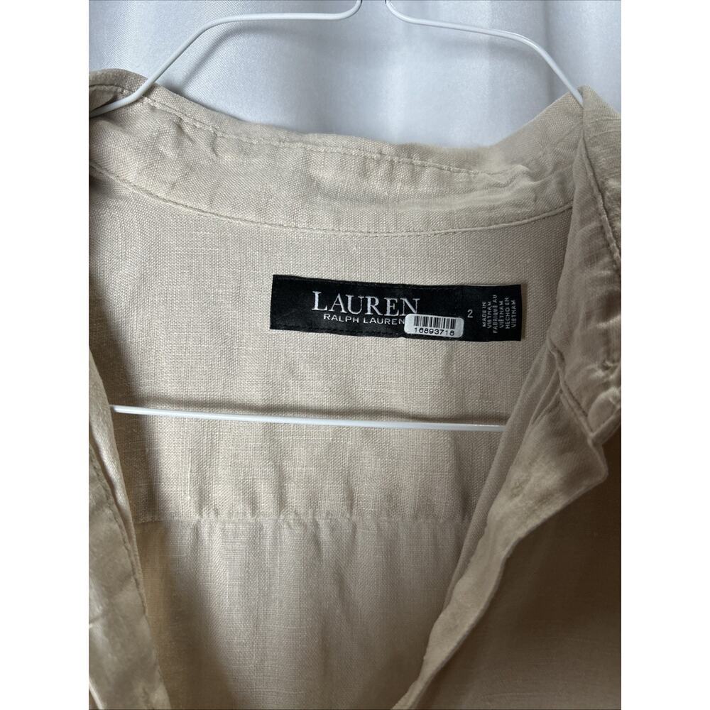 Lauren Ralph Lauren Beige Linen Tie Waist Midi Dress - Picture 5 of 5